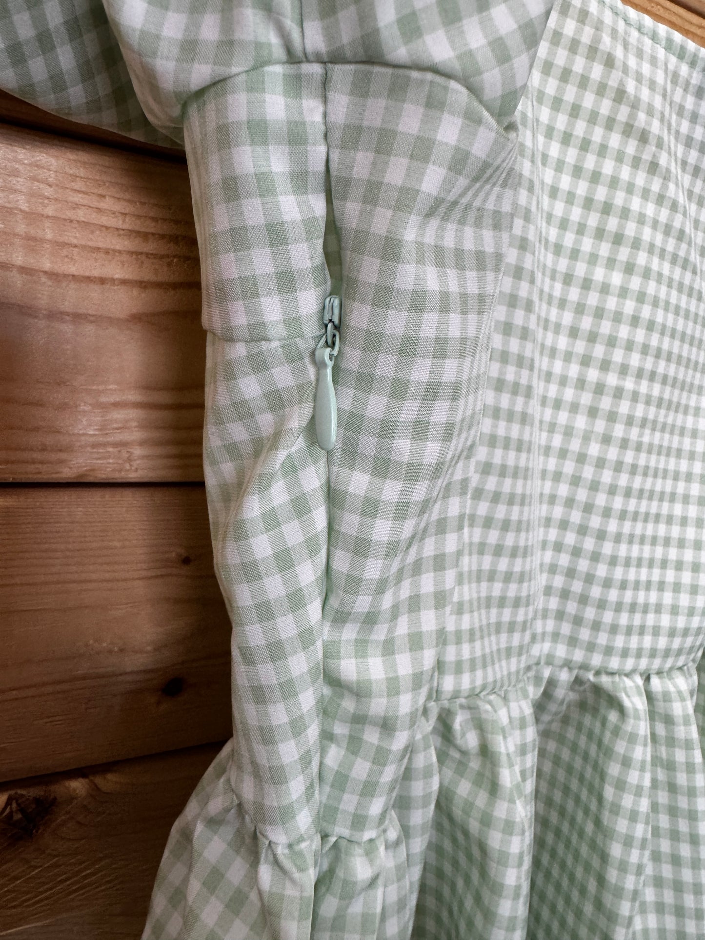 SHEIN Sage Gingham Peplum Top M