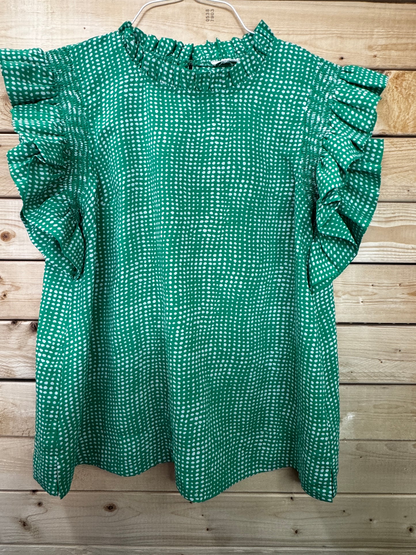 Jodifl Green Ruffle Sleeve Blouse – S