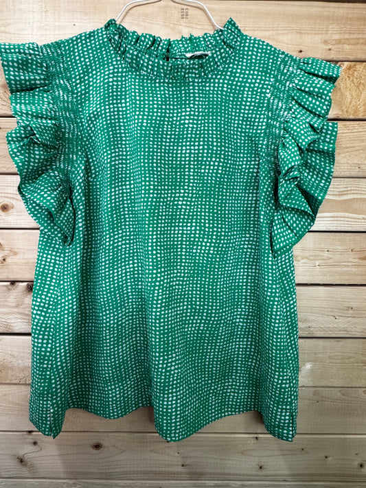 Jodifl Green Ruffle Sleeve Blouse – S