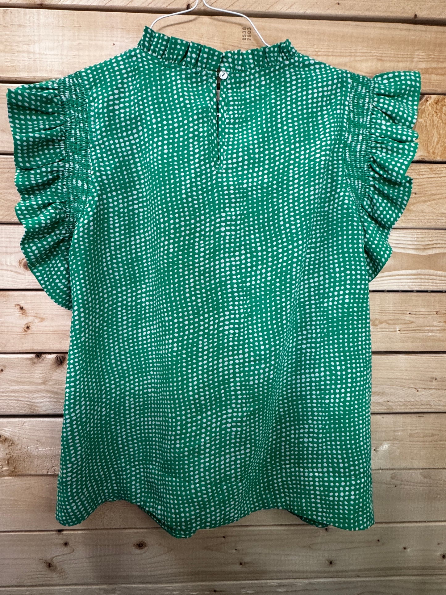Jodifl Green Ruffle Sleeve Blouse – S